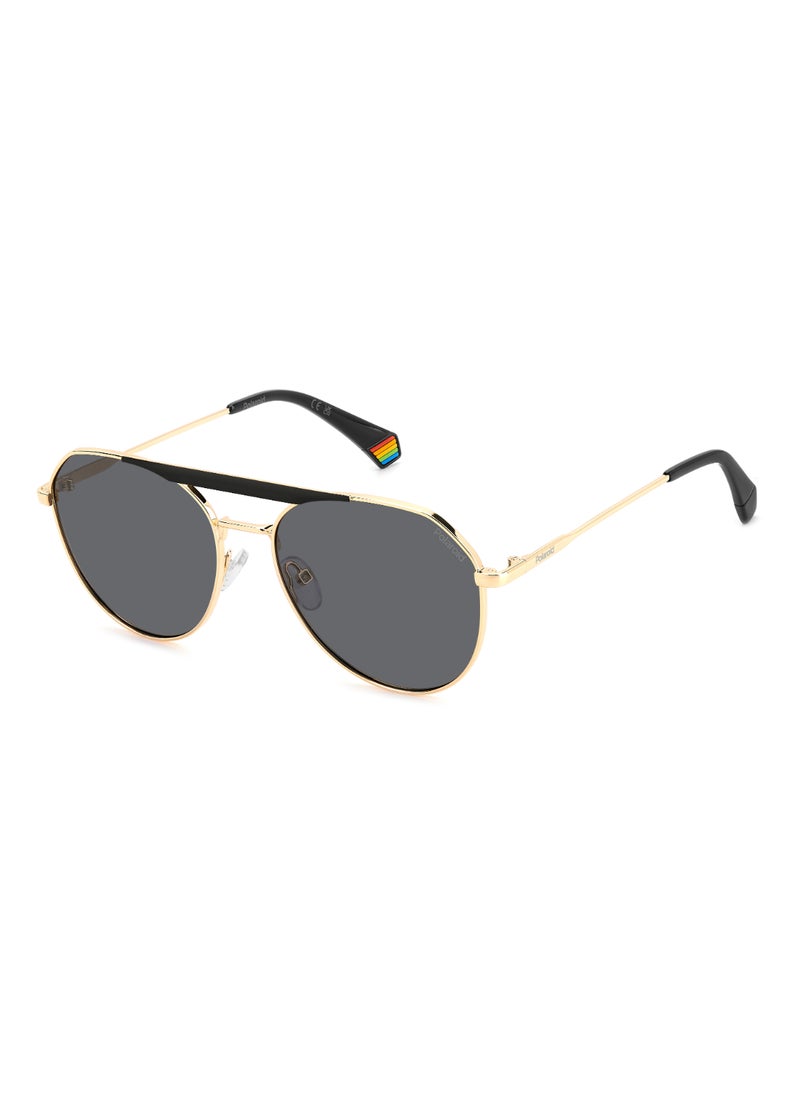 Polaroid Unisex Polarized Pilot Shape Metal Sunglasses Pld 6211/S/X Grey 52 - Lens Size: 51.6 Mm - Gold Blck_  - Image 1