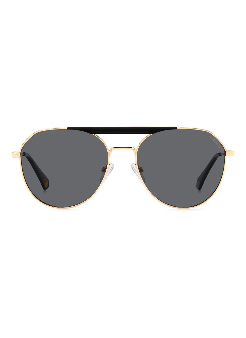 Polaroid Unisex Polarized Pilot Shape Metal Sunglasses Pld 6211/S/X Grey 52 - Lens Size: 51.6 Mm - Gold Blck_  - Image 3