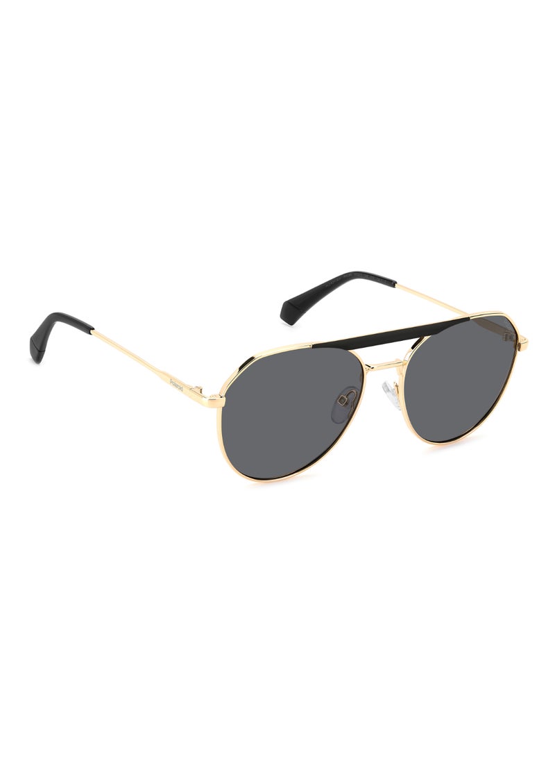 Polaroid Unisex Polarized Pilot Shape Metal Sunglasses Pld 6211/S/X Grey 52 - Lens Size: 51.6 Mm - Gold Blck_  - Image 2