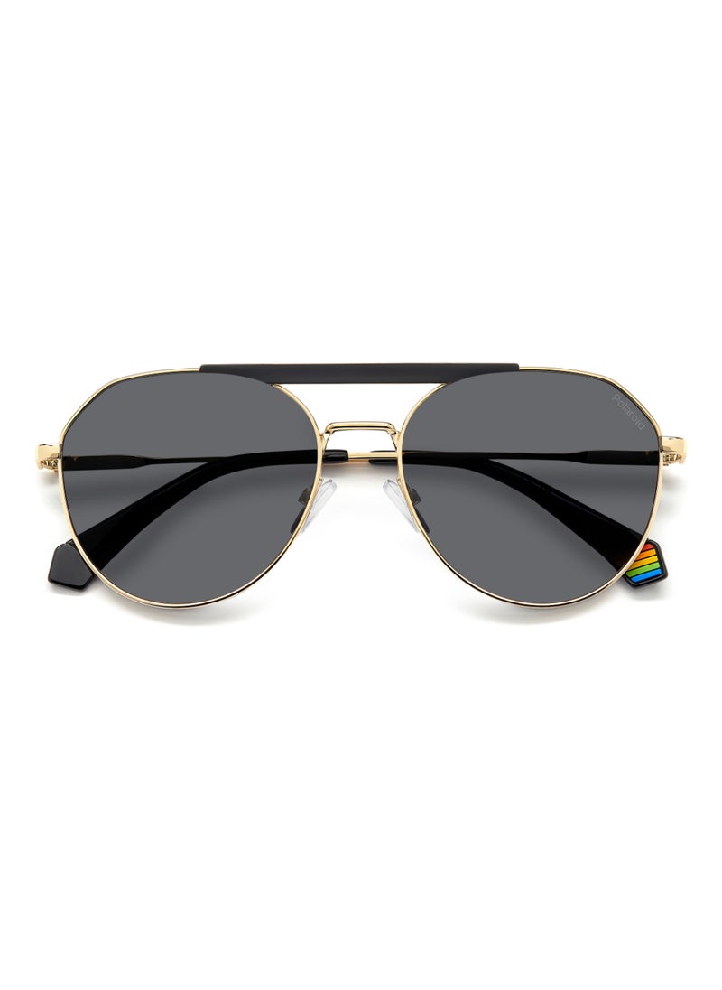 Polaroid Unisex Polarized Pilot Shape Metal Sunglasses Pld 6211/S/X Grey 52 - Lens Size: 51.6 Mm - Gold Blck_  - Image 4