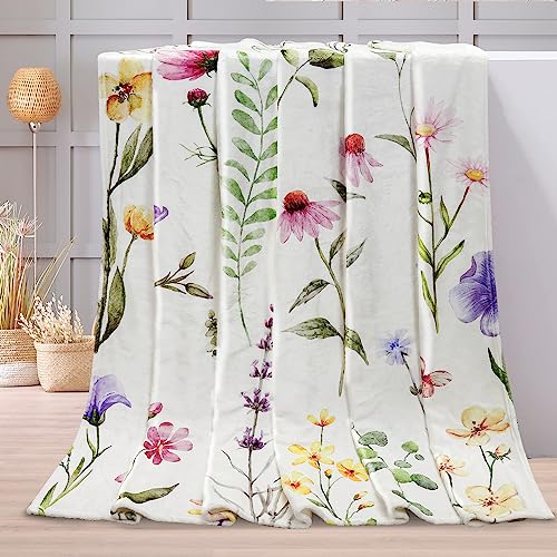 Tupmnbry Wildflowers Throw Blanket Botanical Floral Printed Blanket Super Soft Flannel Throw Blanket Lightweight Fluffy Plush Fuzzy Bed Blanket for Bedding Sofa and Travel 60"X80" - Image 3