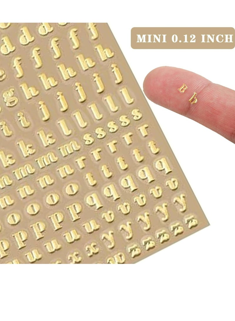 6 Sheets 0.12inch Alphabet Number Stickers Mini Letters Stickers Glitter Alloy Self Adhesive Stickers for Epoxy Resin Casting Decoration DIY Crafts Scrapbook, Golden/Silvery, 3mm - Image 4