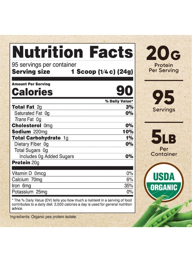 Nutricost Organic Pea Protein Isolate Powder (5Lbs) - Unflavored, Certified Usda Organic, Protein From Plants, Vegetarian Friendly, Gluten Free, Non-Gmo - Image 4