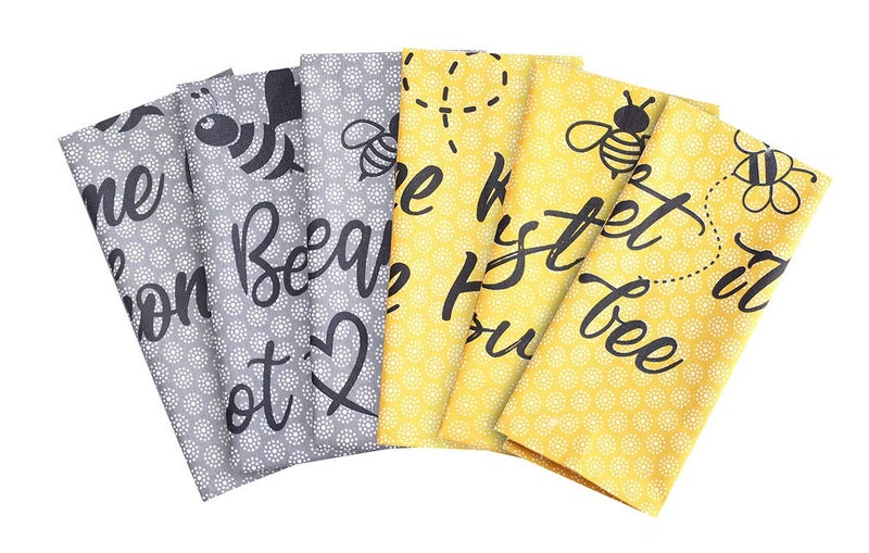 ACCENTHOME Cotton Kitchen Towels Set of 4  Absorbent Dish Towels Set  Tea Towels  Bar Towels  Bee Grey Yellow Kitchen Dish Towels  Multi Purpose Kitchen Linen Drying Dish Hand Towels 20x28