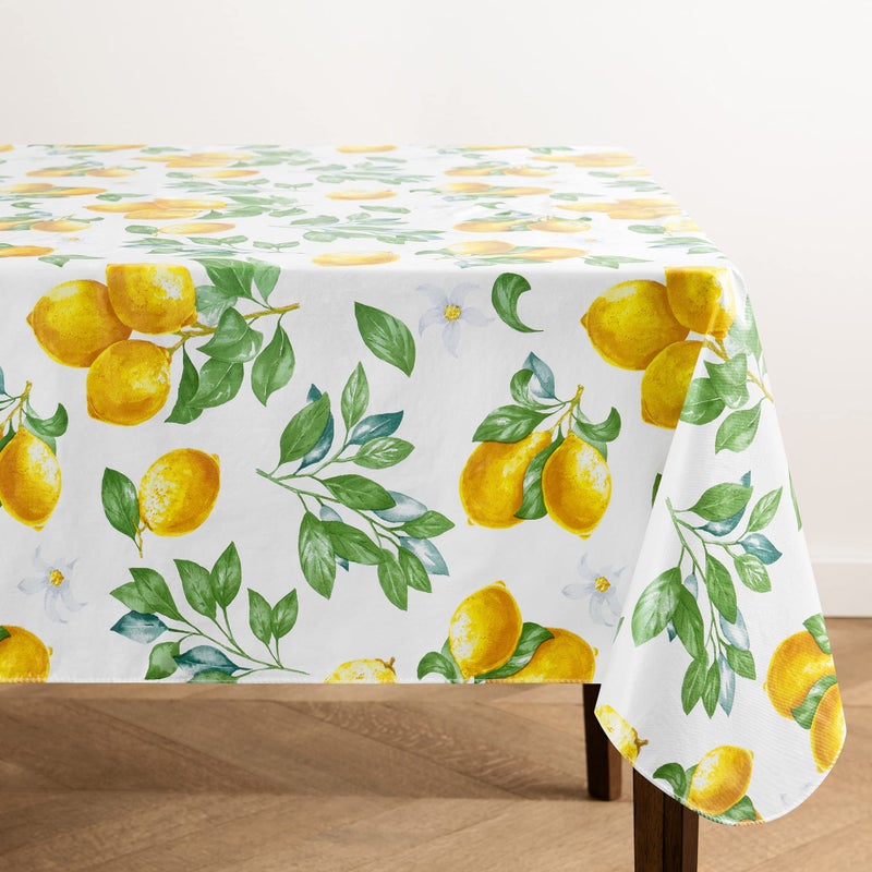 Elrene Home Fashions Vintage Lemon and Citrus Blooms Water and StainResistant Vinyl Tablecloth with Flannel Backing 52 Inches X 52 Inches Square - Image 2