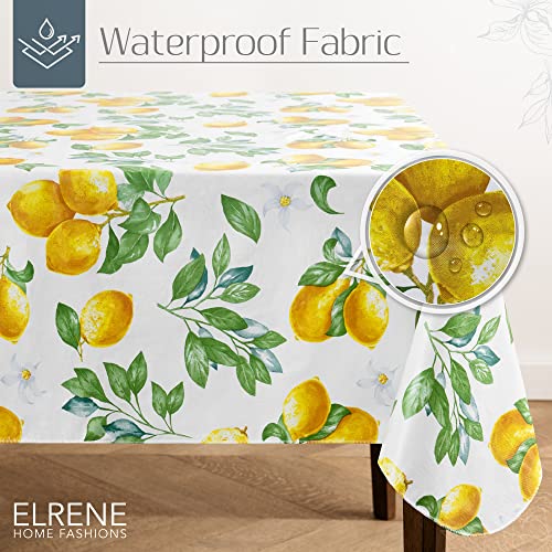 Elrene Home Fashions Vintage Lemon and Citrus Blooms Water and StainResistant Vinyl Tablecloth with Flannel Backing 52 Inches X 52 Inches Square - Image 3