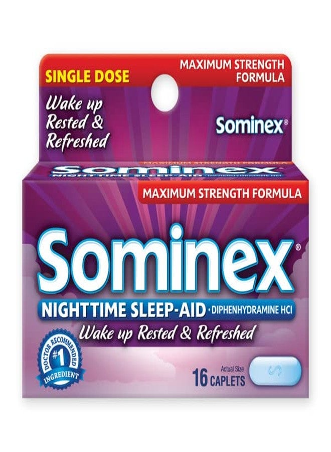 Sominex Nighttime Sleep-Aid Caplets, Maximum Strength, 16 ea (Pack of 12) - Image 2