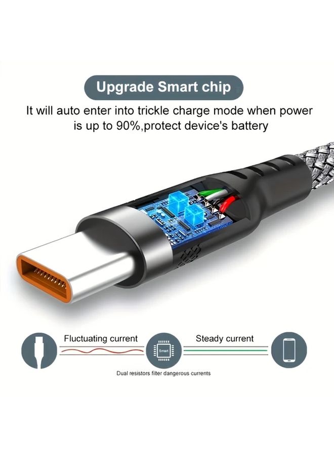 كابل USB-C المنسوج من النايلون المتين باللون الأحمر، 16 4 قدم 5 م، تصميم مسطح، طاقة 50-80 واط، ومزامنة البيانات - Image 2