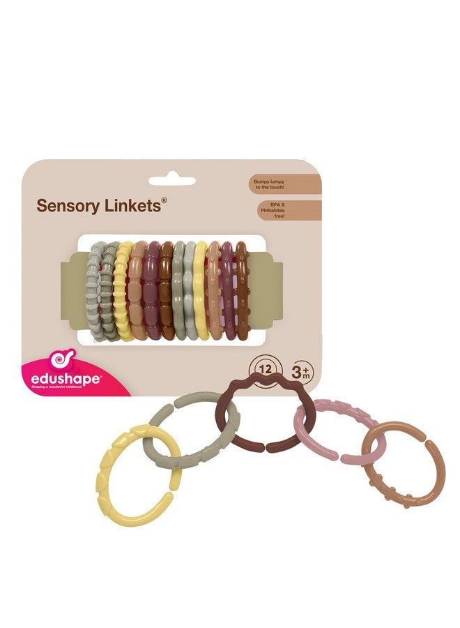 Edushape Sensory Linkets Boho Chic Baby Toy, 12 pieces - Vibrant Colorful and Unique Textured Linking Toys - Enhances Cognitive Development, STEM, Fine Motor Skills, Tactile Senses for Kids of Any Age - Image 2