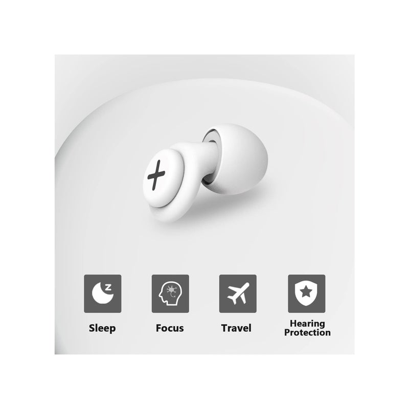 SOLARAE Noise Reduction Ear Plugs-40 dB Noise Cancelling Reusable Hearing Protection in Flexible Silicone for Sleeping, Traveling, Concerts, Work & Swimming,3 Wearing Styles, White - Image 4