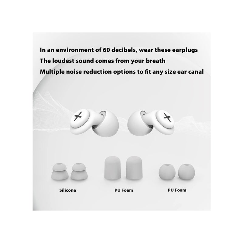 SOLARAE Noise Reduction Ear Plugs-40 dB Noise Cancelling Reusable Hearing Protection in Flexible Silicone for Sleeping, Traveling, Concerts, Work & Swimming,3 Wearing Styles, White - Image 3