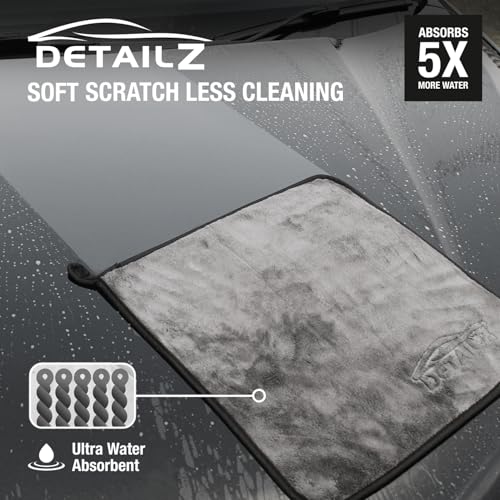 DETAILZ Microfiber Car Cleaning Cloth - Super Soft 500 GSM (40x40 CM) Microfiber Cloth for Car and Bike - Suede Edging for Scratch Less Drying and Detailing (Pack of 3) - Image 3