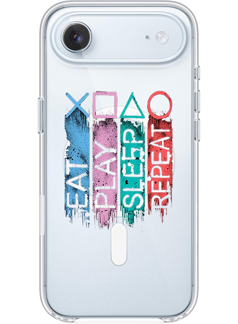 Theodor Magnetic Case for Apple iPhone 17 Air Compatible with MagSafe Wireless Charging, Shockproof Phone Bumper Cover - Eat play sleep repeat - Image 1