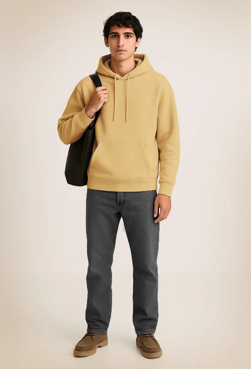 NOBERO Oversized Oat Milk Hoodie for Men