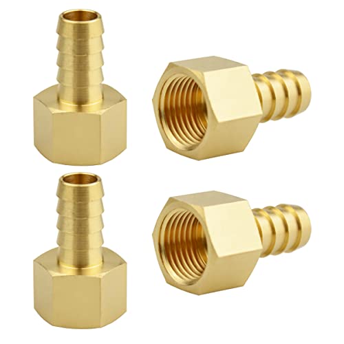 Besosay 1/2 Inch Hose Barb to 1/2 Inch NPT Female Thread Fitting, Brass Quick Connector Coupler Adapter Reducer Air M Type Quick-Connect Fitting (4 Pack) - Image 1