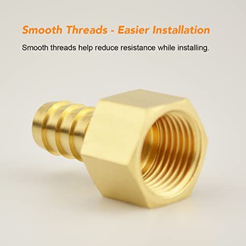 Besosay 1/2 Inch Hose Barb to 1/2 Inch NPT Female Thread Fitting, Brass Quick Connector Coupler Adapter Reducer Air M Type Quick-Connect Fitting (4 Pack) - Image 5