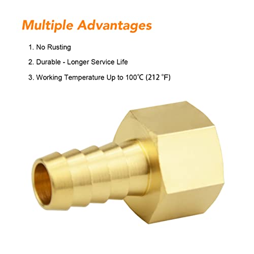 Besosay 1/2 Inch Hose Barb to 1/2 Inch NPT Female Thread Fitting, Brass Quick Connector Coupler Adapter Reducer Air M Type Quick-Connect Fitting (4 Pack) - Image 3