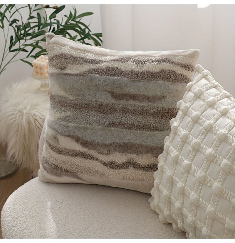 Brown 17.72x17.72 Inch Irregular Plush Decorative Pillow Cover For Living Room Sofa - Image 2