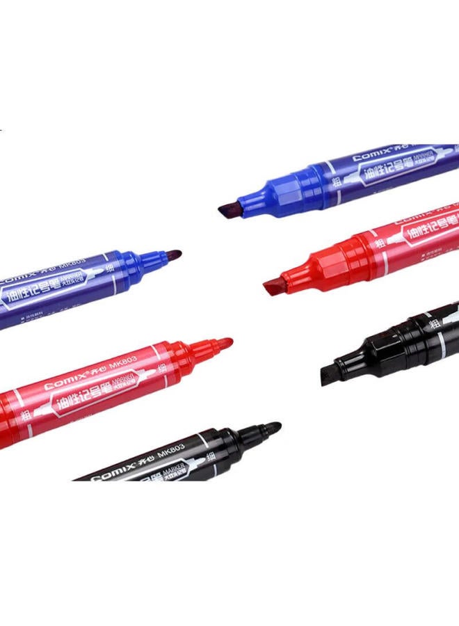Comix Dual-Tip Oil-Based Marker Pens, 10-Pack, Thick Red, For Sign-In Marking, Express Delivery, Logistics, Warehouse Packing Use, Quick-Drying Ink, Mk803 - Image 1
