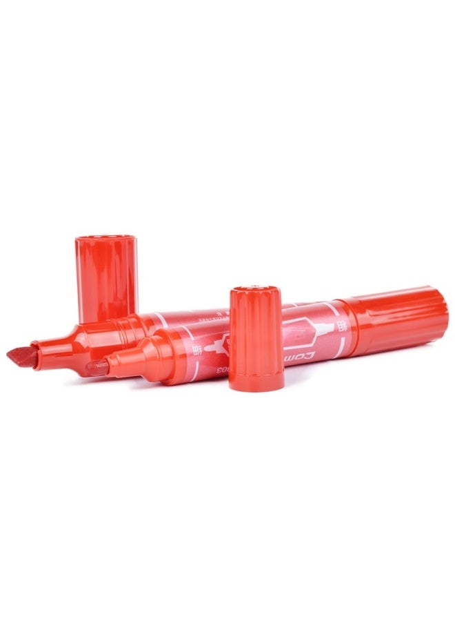 Comix Dual-tip Oil-based Marker Pens, 10-pack, Thick Red, For Sign-in Marking, Express Delivery, Logistics, Warehouse Packing Use, Quick-drying Ink, Mk803 - Image 3