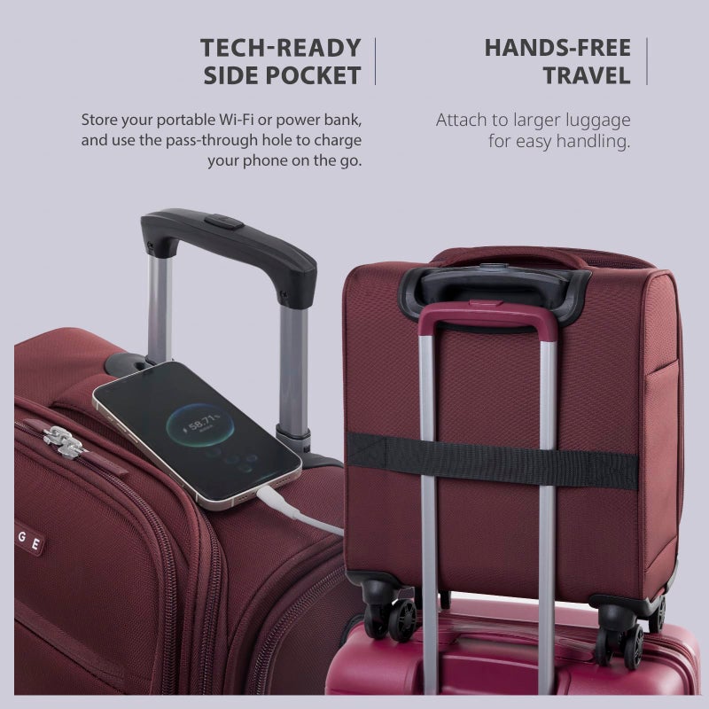 Verage Underseat Carry On Luggage with Wheels, 14.5-Inch Spinner Small Suitcase, Softside Lightweight Travel Bag for Men and Women, Airplane Carry On Bag, Burgundy Red - Image 5