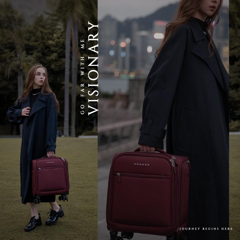 Verage Underseat Carry On Luggage with Wheels, 14.5-Inch Spinner Small Suitcase, Softside Lightweight Travel Bag for Men and Women, Airplane Carry On Bag, Burgundy Red - Image 2