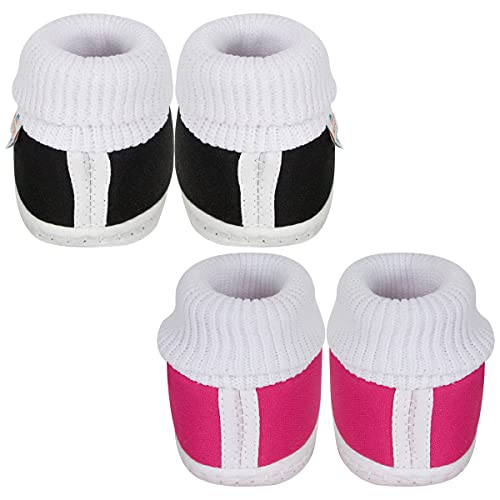 Neska Moda 12 To 18 Months Baby Boys & Girls Pack of 2 Pair Cotton Rabbit Face Slip On Baby Booties (Black, Pink) - Image 4