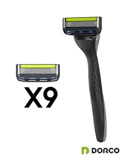DORCO Pace 5 Pro Razor System For Men Five Blade Precision Shaving 1 Handle + 9 Cartridge Set  - Image 3