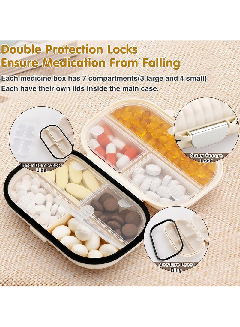 منظم حبوب السفر, حافظة حبوب منع الحمل المحمولة ذات 7 أقسام,  لتتبع الفيتامينات والمكملات الغذائية والأدوية, أساسيات السفر - Image 4
