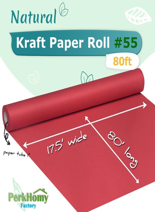 PH PERKHOMY PerkHomy Red Kraft Paper Roll 17.5" x 960" (80') for Gift Wrapping Bulletin Board Bouquet Flower Kids Wall Art Craft Packing Moving Shipping Parcel Postal Floor Covering Table Runner 80GSM 55LB (Red, - Image 2