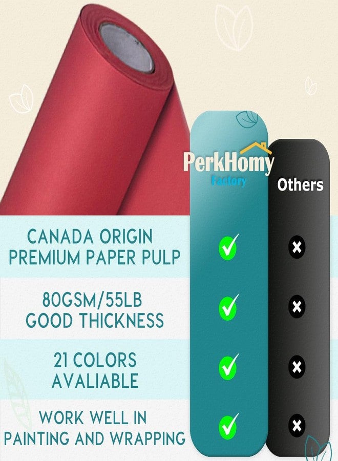 PH PERKHOMY PerkHomy Red Kraft Paper Roll 17.5" x 960" (80') for Gift Wrapping Bulletin Board Bouquet Flower Kids Wall Art Craft Packing Moving Shipping Parcel Postal Floor Covering Table Runner 80GSM 55LB (Red, - Image 3