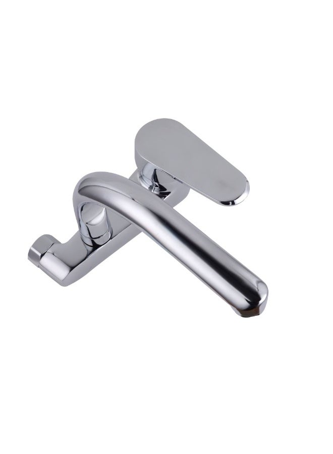 خلاط مجلى جداري إيطالي بتصميم عصري وتشطيب كروم لامع مقاوم للصدأ مع ذراع تحكم واحدة لتدفق المياه ودرجة الحرارة للمطابخ الحديثة - Image 2