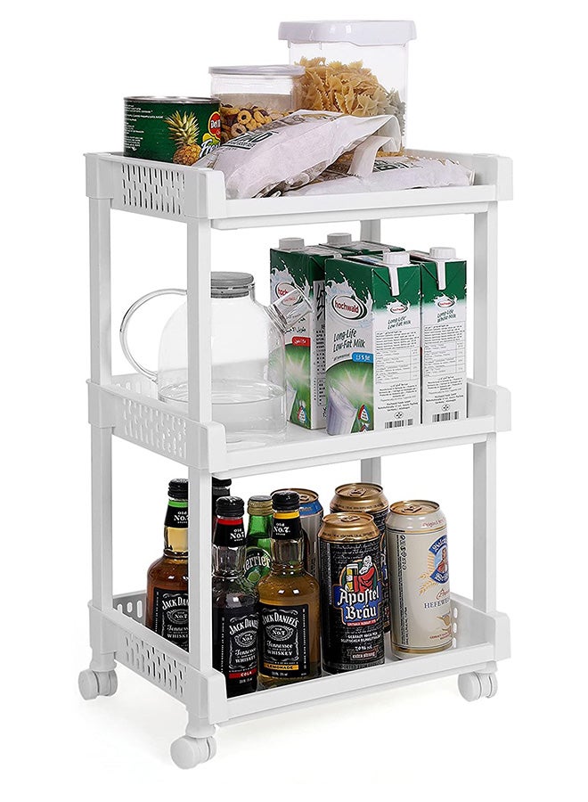Halamodo 3-Tier Plastic Rolling Utility Cart with Handle,Multi-shelf Utility Storage Cart with Wheels for Office, Living Room,Kitchen,Bathroom - Image 5