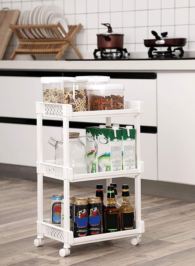 Halamodo 3-Tier Plastic Rolling Utility Cart with Handle,Multi-shelf Utility Storage Cart with Wheels for Office, Living Room,Kitchen,Bathroom - Image 3