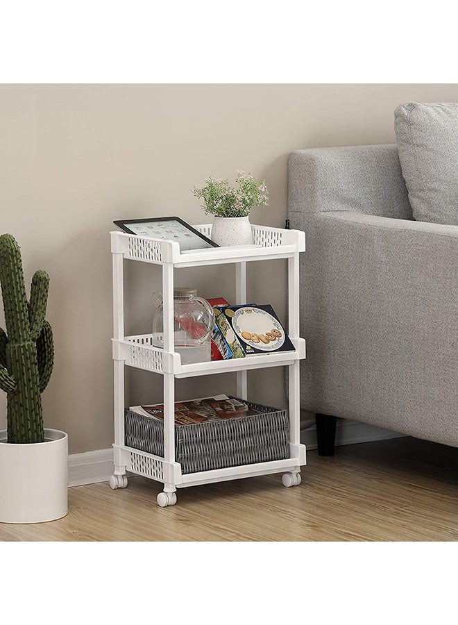 Halamodo 3-Tier Plastic Rolling Utility Cart with Handle,Multi-shelf Utility Storage Cart with Wheels for Office, Living Room,Kitchen,Bathroom - Image 4