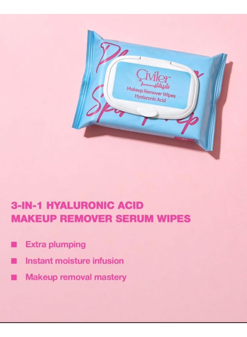 civiler Hyaluronic Acid Makeup Remover Serum  Wipes - Image 2