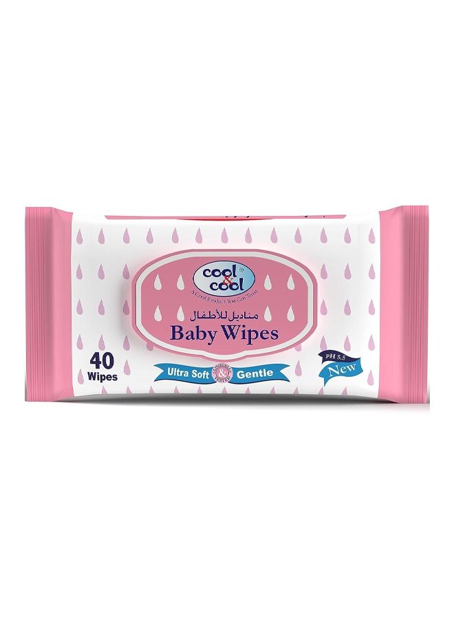 Cool & Cool Ultra Soft & Gentle Baby Wet Wipes for Sensitive and Delicate Skin - 40 Wipes - Image 1