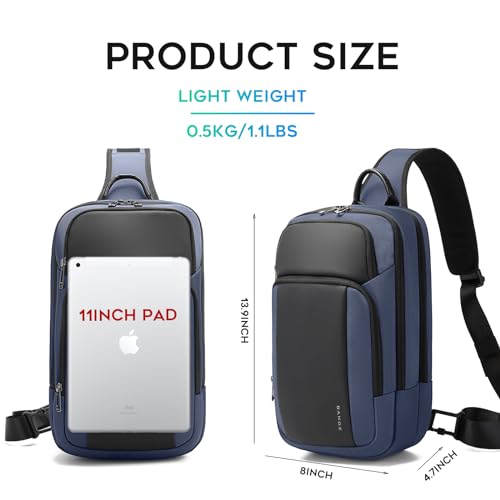 BANGE Mens Sling Bag, Large Shoulder Bag for Men Waterproof, Crossbody Bag Men with Separated Pad Compartment - Image 4