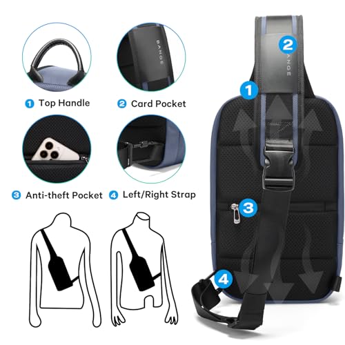 BANGE Mens Sling Bag, Large Shoulder Bag for Men Waterproof, Crossbody Bag Men with Separated Pad Compartment - Image 3