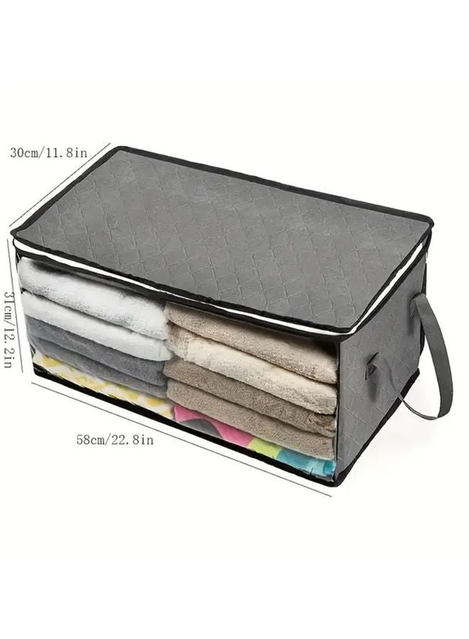 Gray Collapsible Storage Box with Window Flip Top Lid Large Capacity Under Bed Closet - Image 4