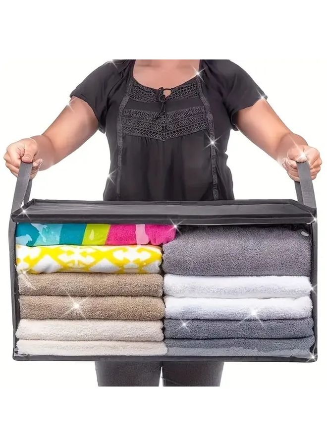 Gray Collapsible Storage Box with Window Flip Top Lid Large Capacity Under Bed Closet - Image 3
