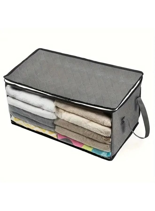 Gray Collapsible Storage Box with Window Flip Top Lid Large Capacity Under Bed Closet - Image 2