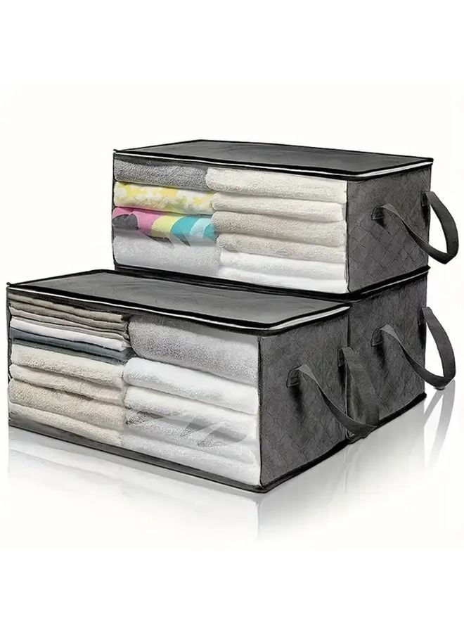 Gray Collapsible Storage Box with Window Flip Top Lid Large Capacity Under Bed Closet - Image 5