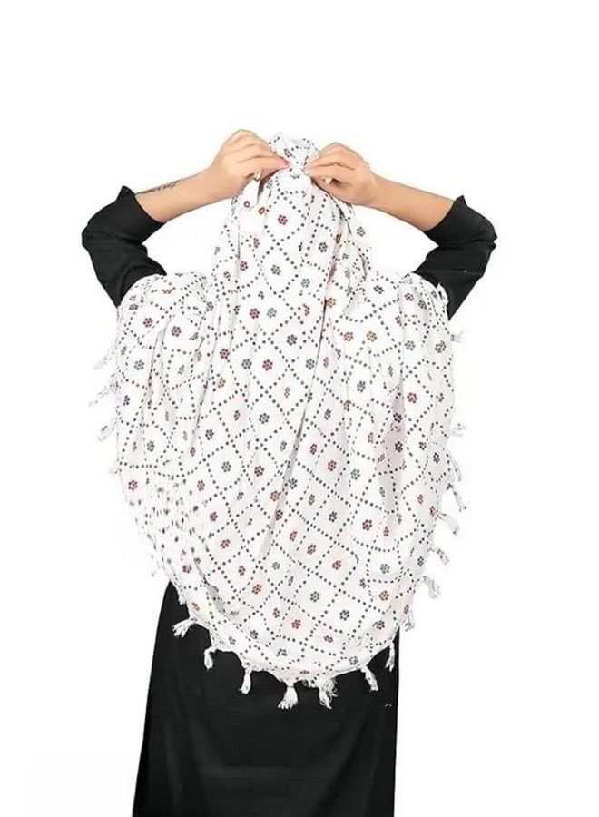 Soft Cotton Breathable Sun Protection Scarf For Women | Scarf Cum Mask | Universal Size | For Girl & Women | Light Weight (Butterfly - White) - Image 4