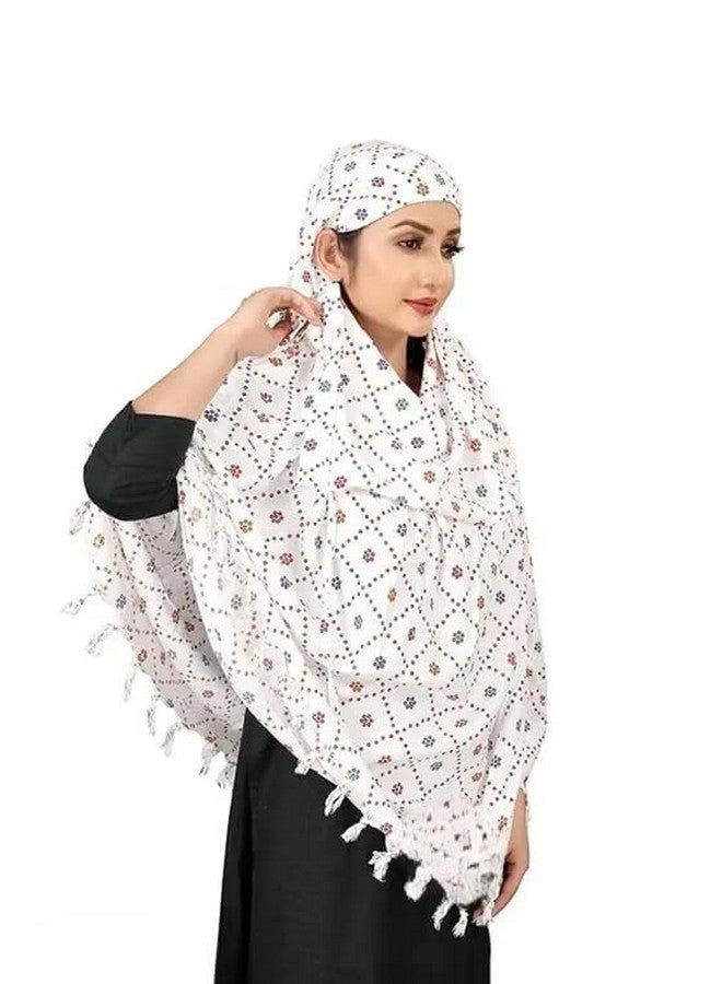 Soft Cotton Breathable Sun Protection Scarf For Women | Scarf Cum Mask | Universal Size | For Girl & Women | Light Weight (Butterfly - White) - Image 2