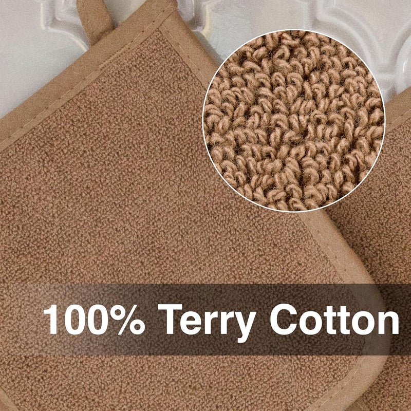 Ritz Terry Potholder & Hot Pad: Heat Resistant, Durable 100% Cotton – Ergonomically Designed for Optimal Grip, Easy-Care Machine Washable, Perfect for Your Kitchen – Mocha Brown, 2-Pack - Image 2