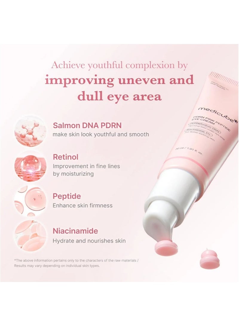 ميديكيوب ثنائي الببتيد الوردي من Salmon DNA PDRN: سيروم وردي متوهج 1.01 أونصة سائلة وسيروم العين الوردي من Salmon DNA PDRN 1.01 أونصة سائلة، ببتيد، نياسيناميد لترطيب البشرة وشدها، لون بشرة غير موحد، العناية بالبشرة الكورية  - Image 2