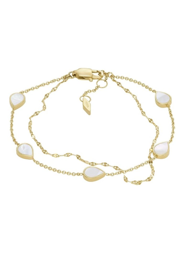 FOSSIL Teardrop JF04317710 Women's Link Bracelet Mother of Pearl White, Total Length: 16.5cm + 2.5cm, Stainless Steel, No gemstone  - Image 1