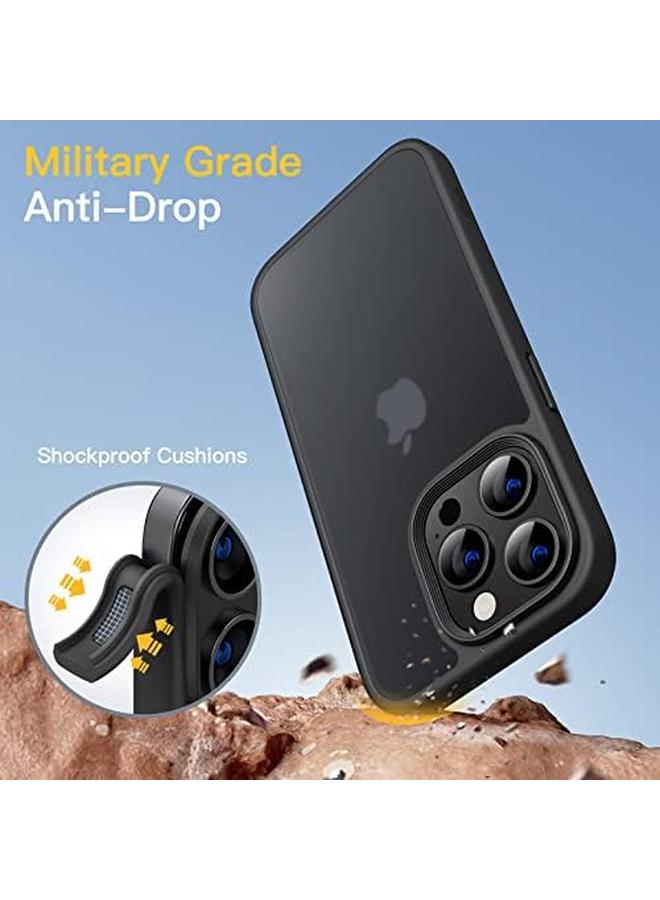 جي تيك جراب غير لامع لهاتف آيفون 13 برو ماكس مقاس 6.7 بوصة، مقاوم للصدمات بدرجة عسكرية، غطاء خلفي شفاف غير لامع مضاد لبصمات الأصابع، أسود - Image 3