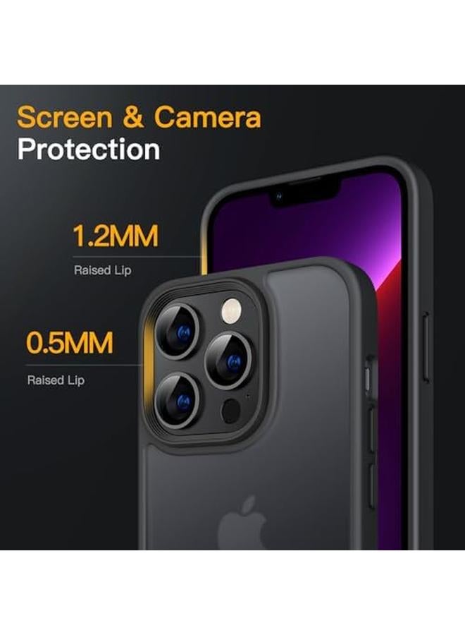 جي تيك جراب غير لامع لهاتف آيفون 13 برو ماكس مقاس 6.7 بوصة، مقاوم للصدمات بدرجة عسكرية، غطاء خلفي شفاف غير لامع مضاد لبصمات الأصابع، أسود - Image 5